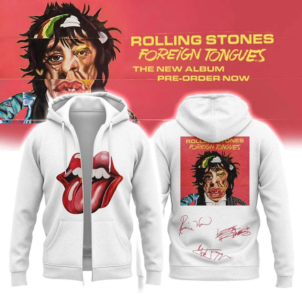 The Rolling Stones Merch 2026 Foreign Tongues Album Signed Zip Hoodie Present for Music Fans - Kdjoy