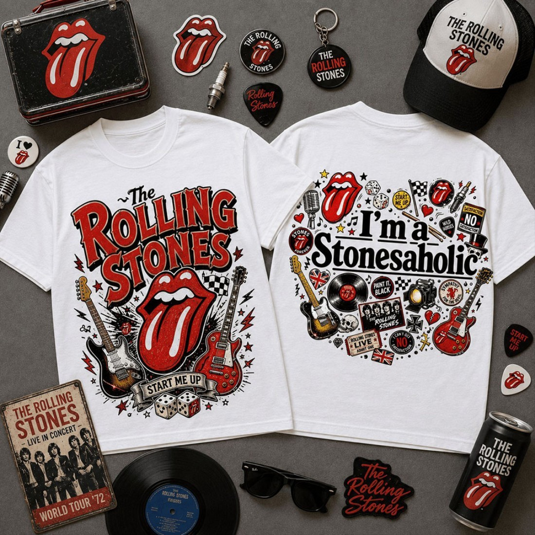 The Rolling Stones Merch I'm a Stonesaholic Start Me Up Vintage Shirt Rock Fan Gifts - Kdjoy