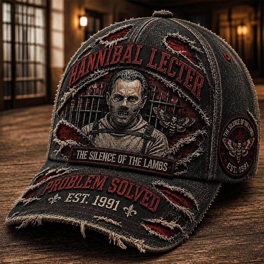 The Silence Of The Lambs Merch Hannibal Lecter Hat Problem Solved Vintage Cap Horror Fan Gifts - Kdjoy