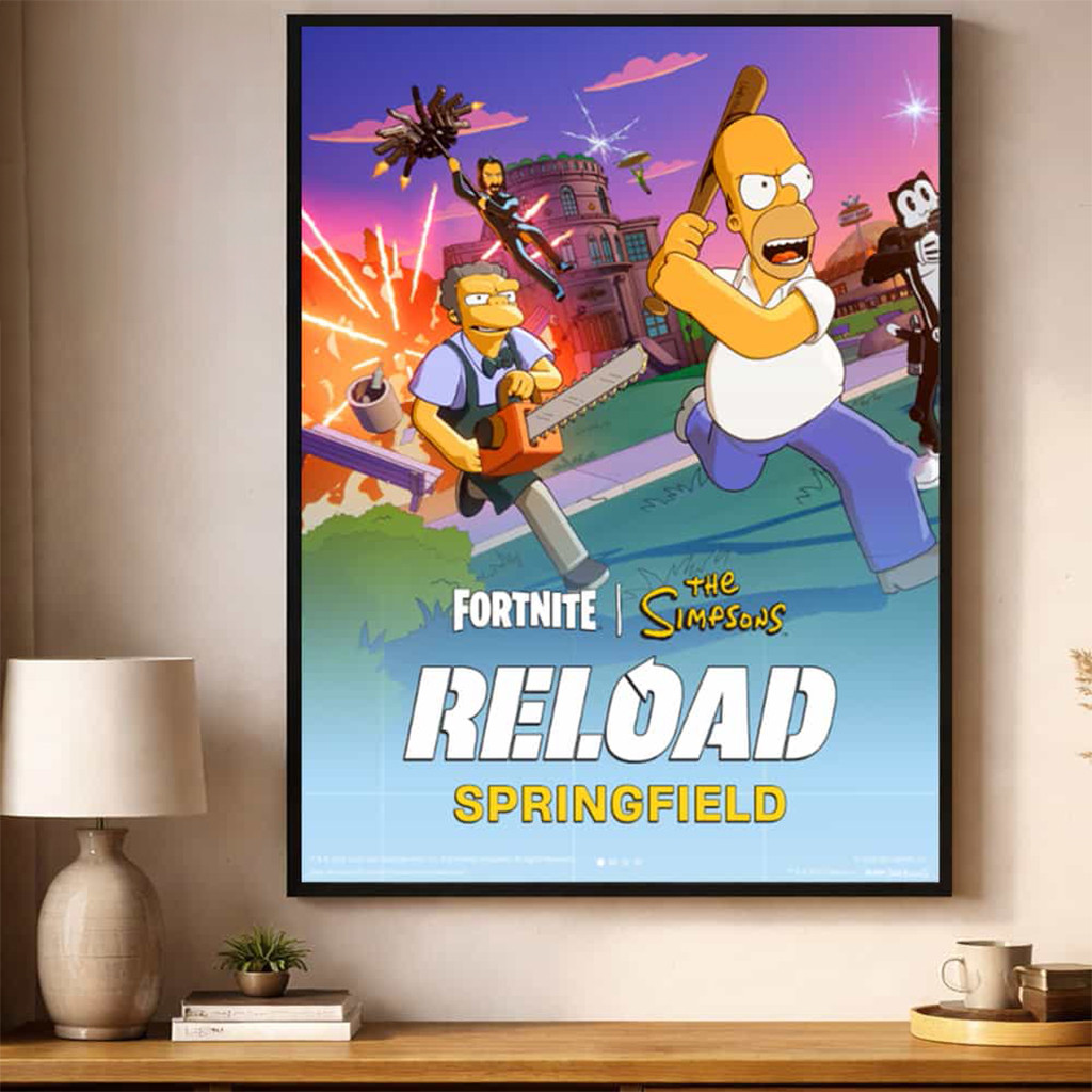 The Simpsons x Fortnite Reload Springfield Poster The Simpsons Merch Wall Art Decor - Kdjoy