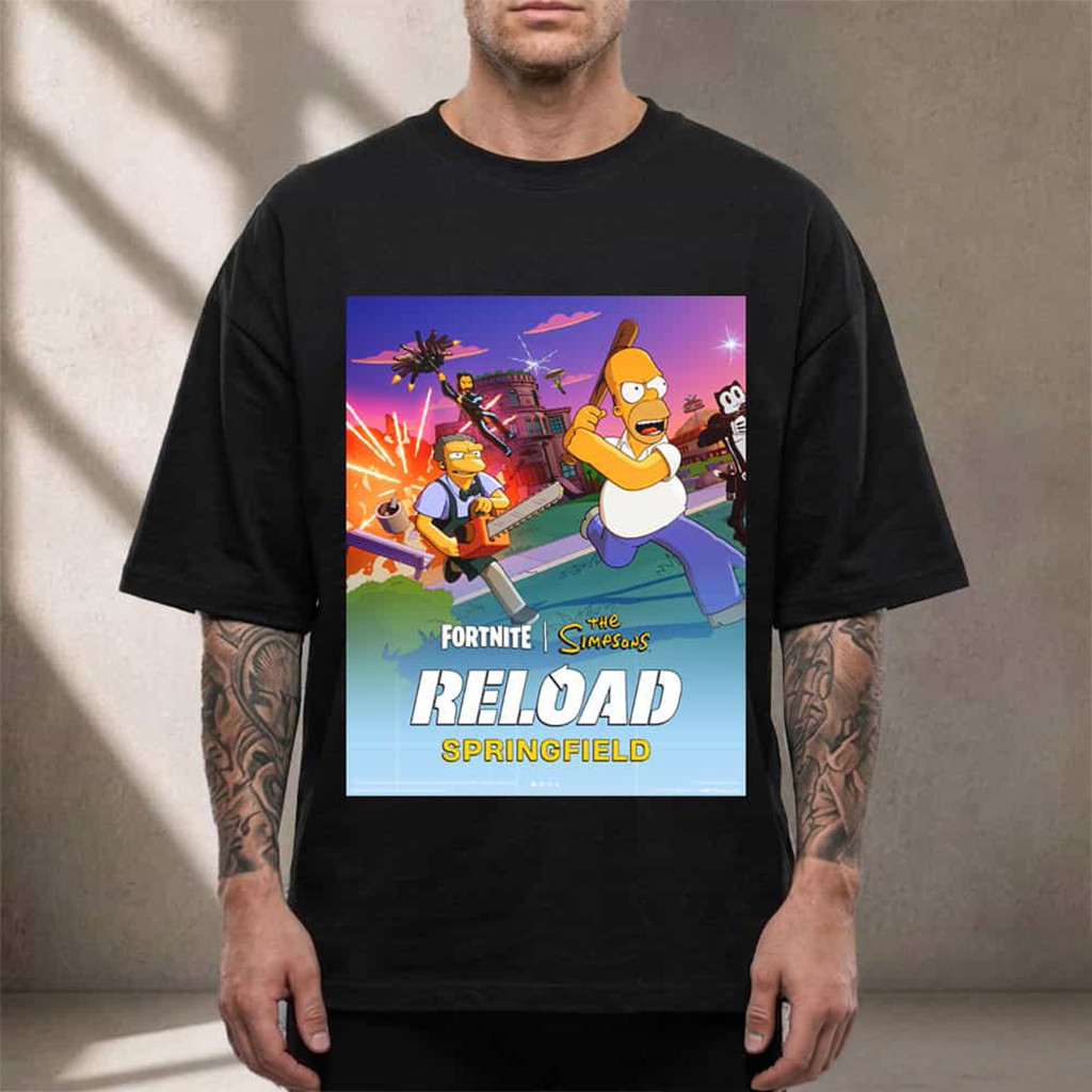 The Simpsons x Fortnite Reload Springfield T-Shirt The Simpsons Merch Friends Gifts - Kdjoy The Simpsons x Fortnite Reload Springfield T-Shirt The Simpsons Merch Friends Gifts - Kdjoy