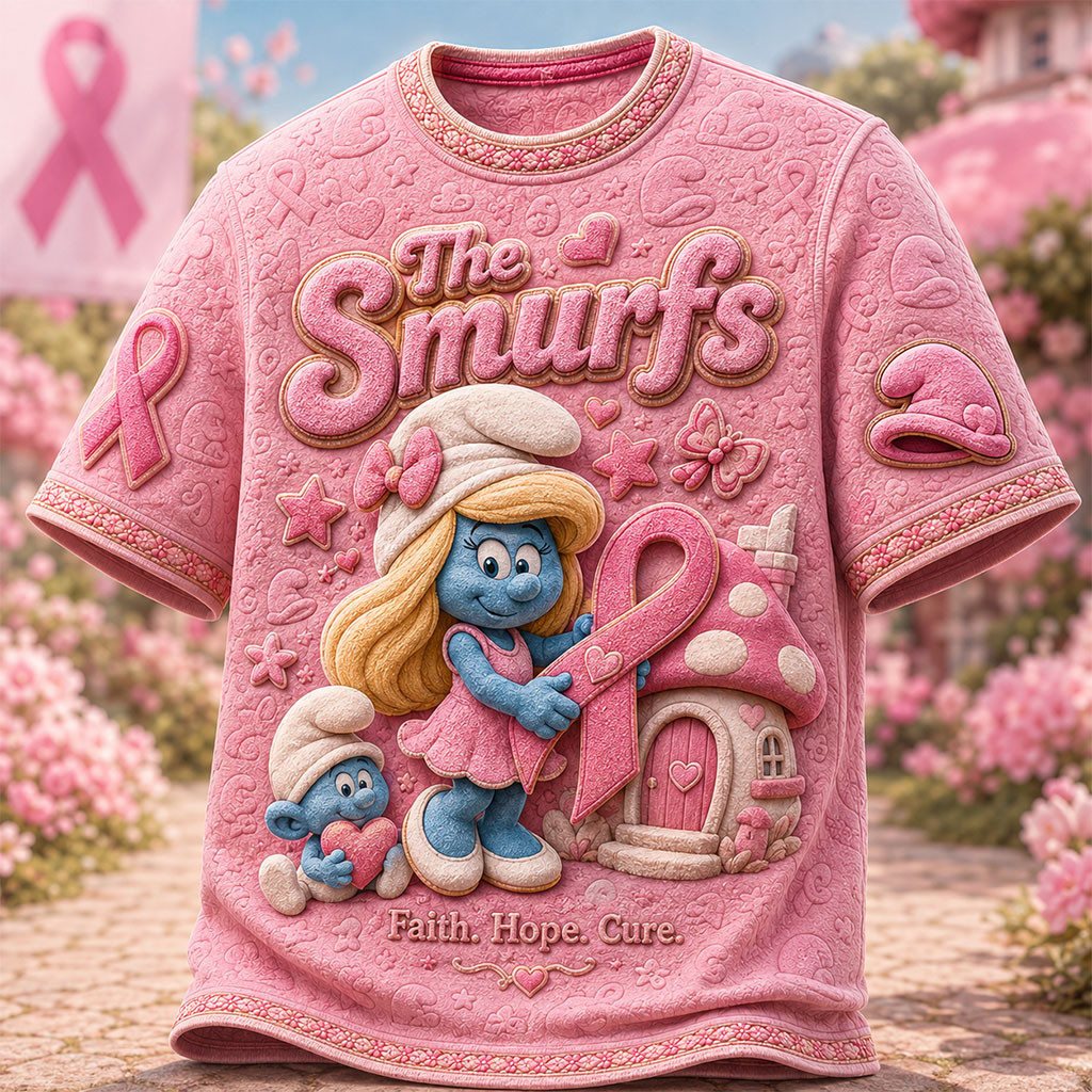 The Smurfs Faith Hope Cure Shirt Breast Cancer Awareness T-Shirt Gifts For Sister
