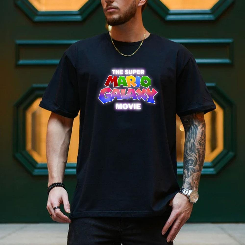 The Super Mario Galaxy Movie Merch 2026 Logo T-Shirt Black Birthday Gift For Son - Kdjoy