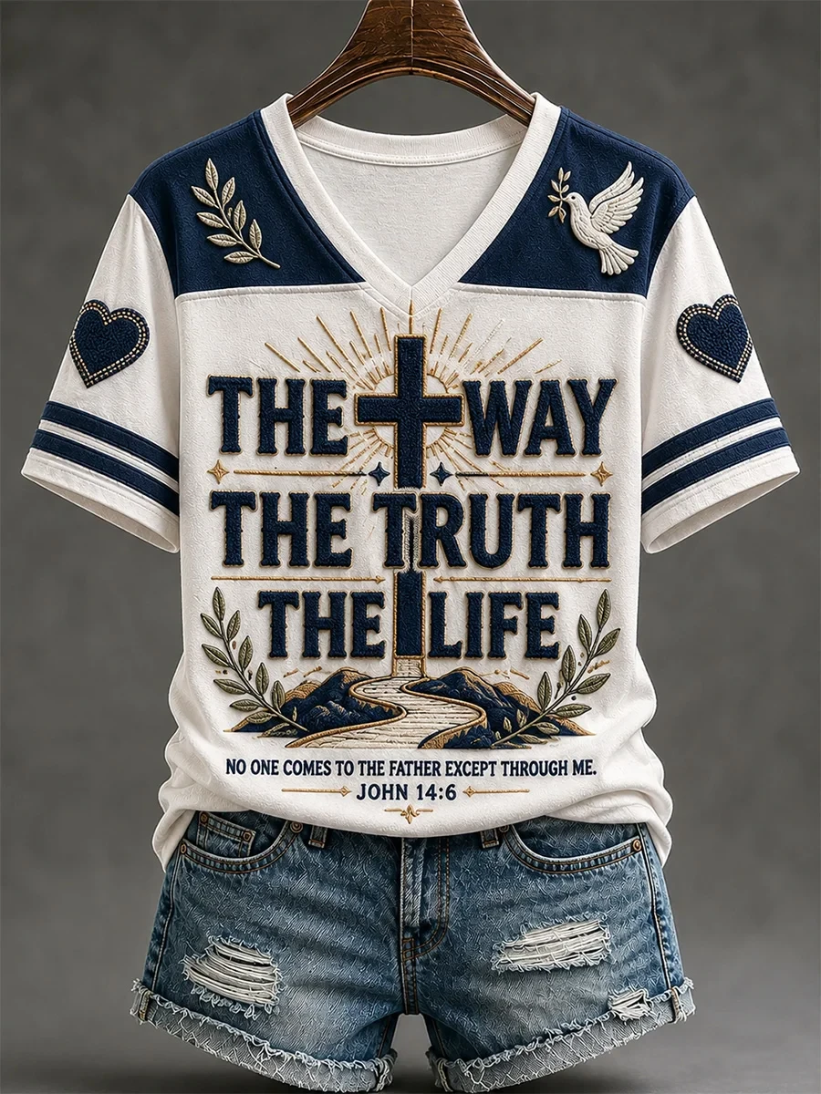 The Way The Truth The Life V-Neck Shirt Bible Verse Clothing Faith Based Gifts - Kdjoy The Way The Truth The Life V-Neck Shirt Bible Verse Clothing Faith Based Gifts - Kdjoy