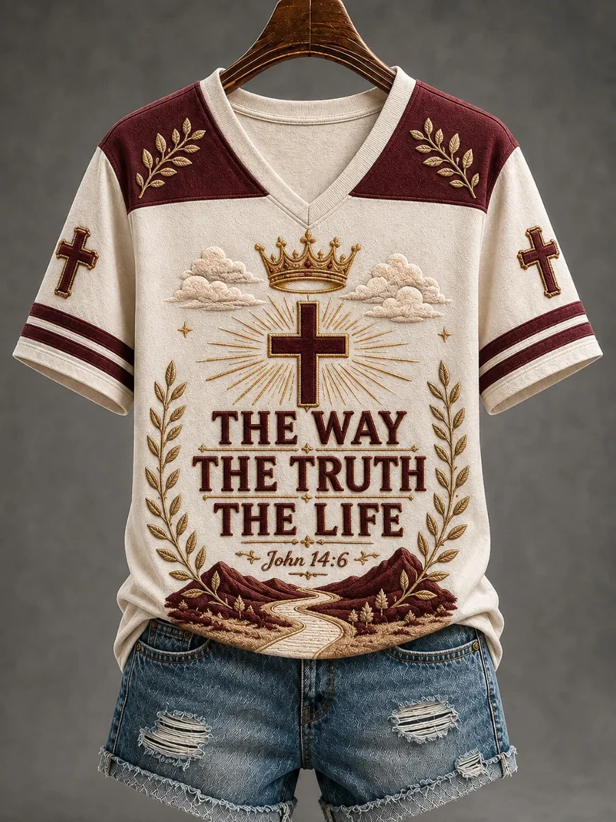 The Way The Truth The Life V-Neck Shirt Faith Inspired Clothing Gifts For Religious Woman - Kdjoy The Way The Truth The Life V-Neck Shirt Faith Inspired Clothing Gifts For Religious Woman - Kdjoy