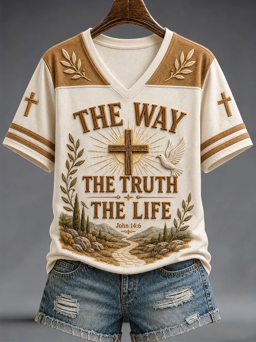 The Way The Truth The Life V-Neck T-Shirt Faith Based Clothing Stores Religious Gift Ideas - Kdjoy The Way The Truth The Life V-Neck T-Shirt Faith Based Clothing Stores Religious Gift Ideas - Kdjoy