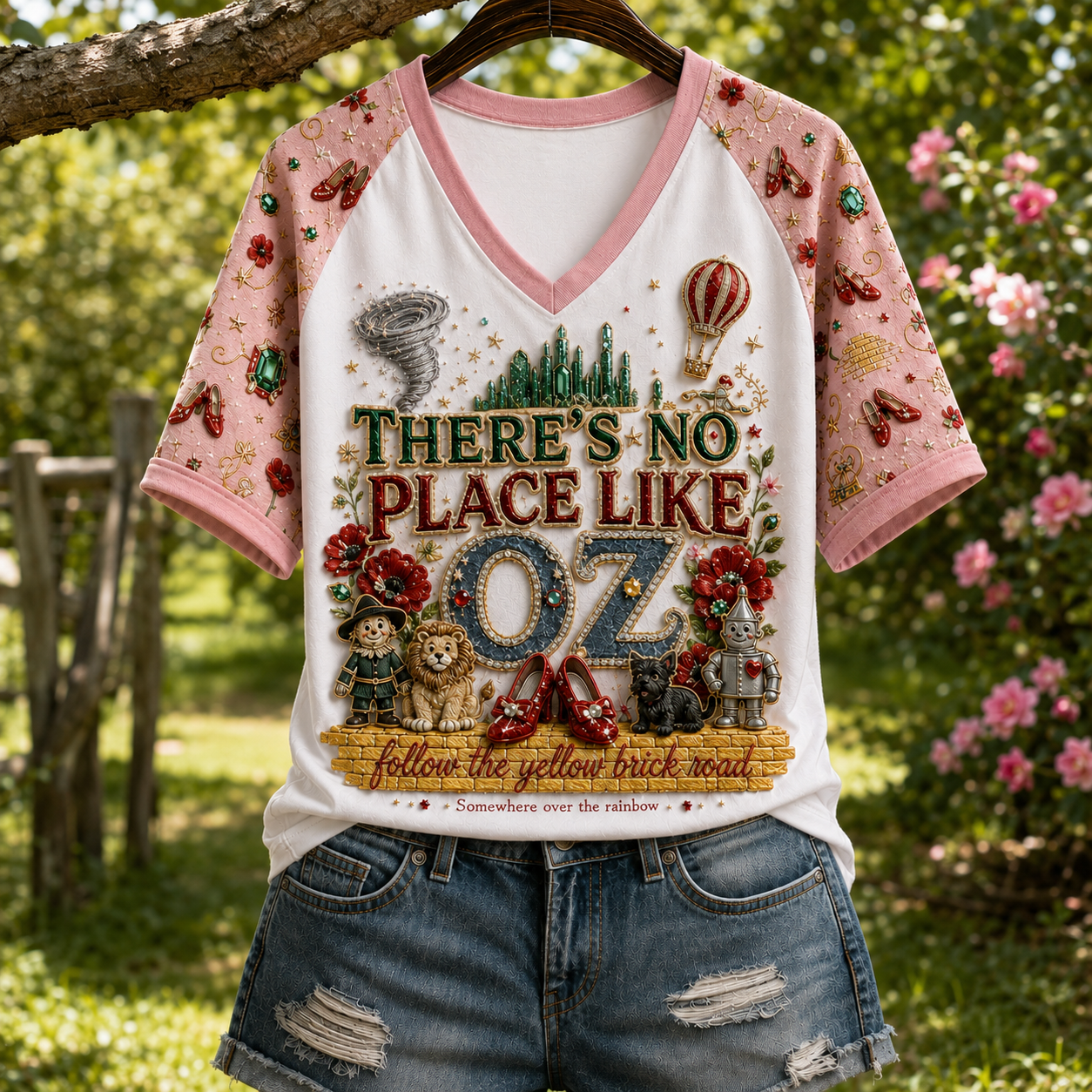 The Wizard of Oz Merch There's No Place Like OZ V-Neck Shirt Birthday Idea For Daughter - Kdjoy The Wizard of Oz Merch There's No Place Like OZ V-Neck Shirt Birthday Idea For Daughter - Kdjoy
