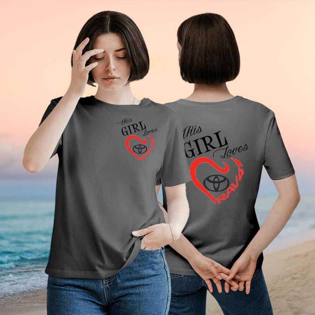 This Girl Loves Toyota Rav4 Heart Logo Shirt Car Enthusiasts Ladies T-Shirt Gifts For Fans - Kdjoy