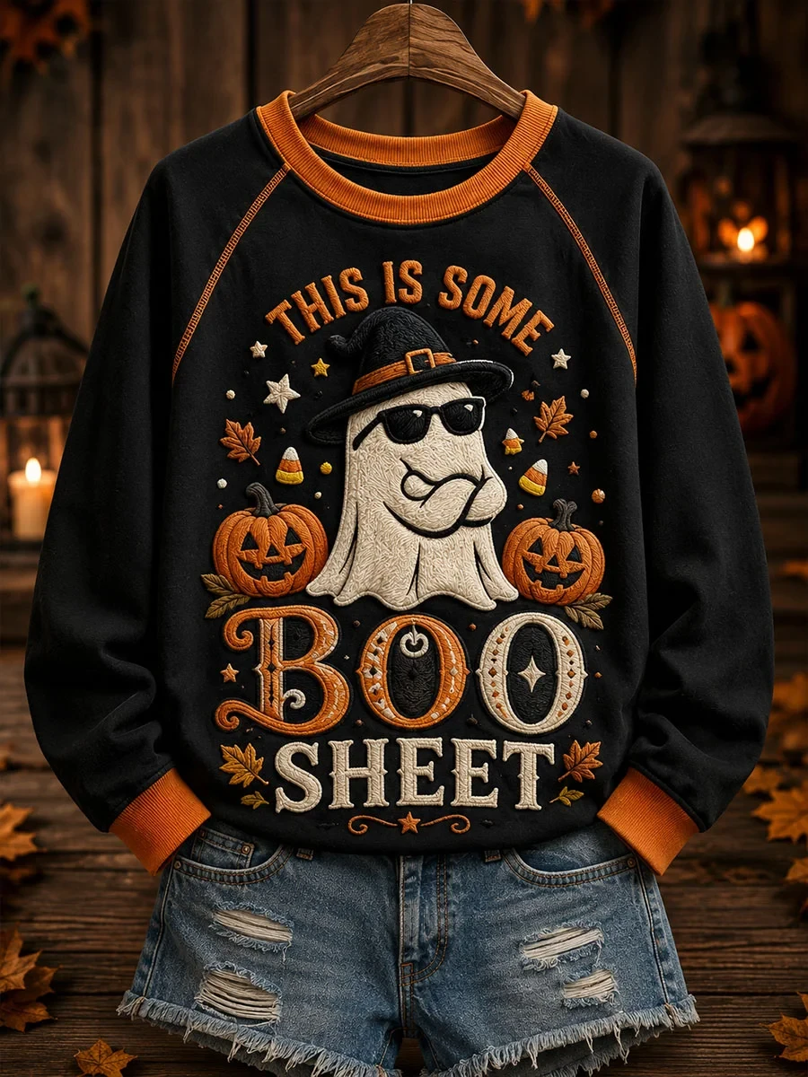 This Is Some Boo Sheet Sweatshirt Cute Ghost Halloween Apparel Gift For Her - Kdjoy This Is Some Boo Sheet Sweatshirt Cute Ghost Halloween Apparel Gift For Her - Kdjoy