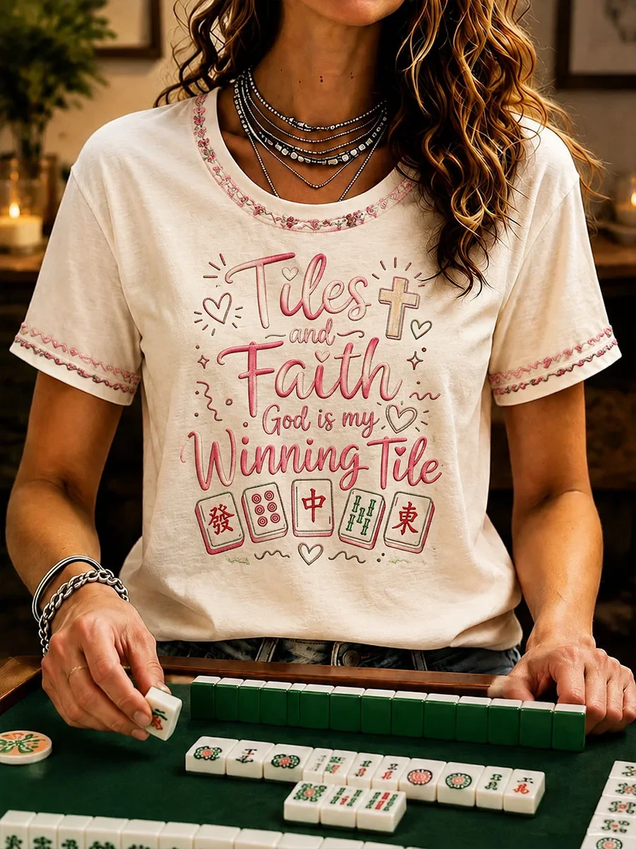 Tiles And Faith God Is My Winning Tile T-Shirt Mahjong Faith Tee Birthday Gift Ideas For Women - Kdjoy Tiles And Faith God Is My Winning Tile T-Shirt Mahjong Faith Tee Birthday Gift Ideas For Women - Kdjoy