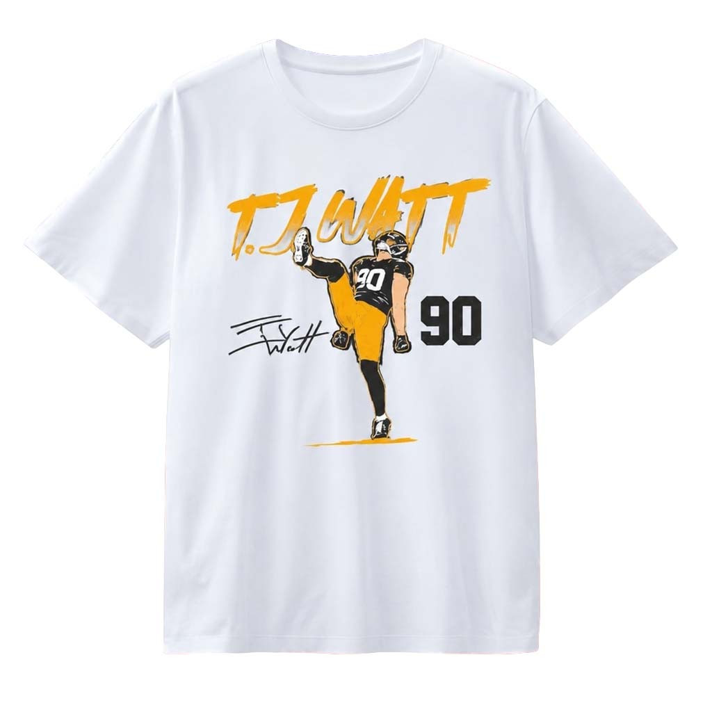 TJ Watt Pose Signature Pittsburgh Steelers T-Shirt #90 TJ Watt Merch Gift For Football Lovers - Kdjoy