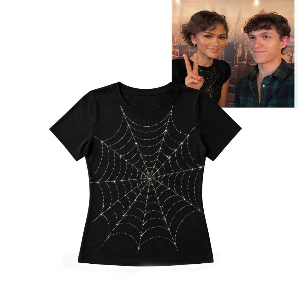 Tom Holland And Zendaya Promoting Spider-Man Brand New Day Shirt Spider Web Tee Gift For Her - Kdjoy