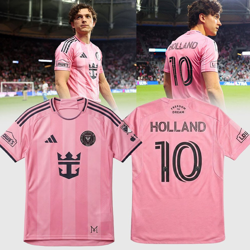 Tom Holland X Inter Miami Pink Jersey #10 Holland Jersey Shirt Tom Holland Spider Man Merch - Kdjoy