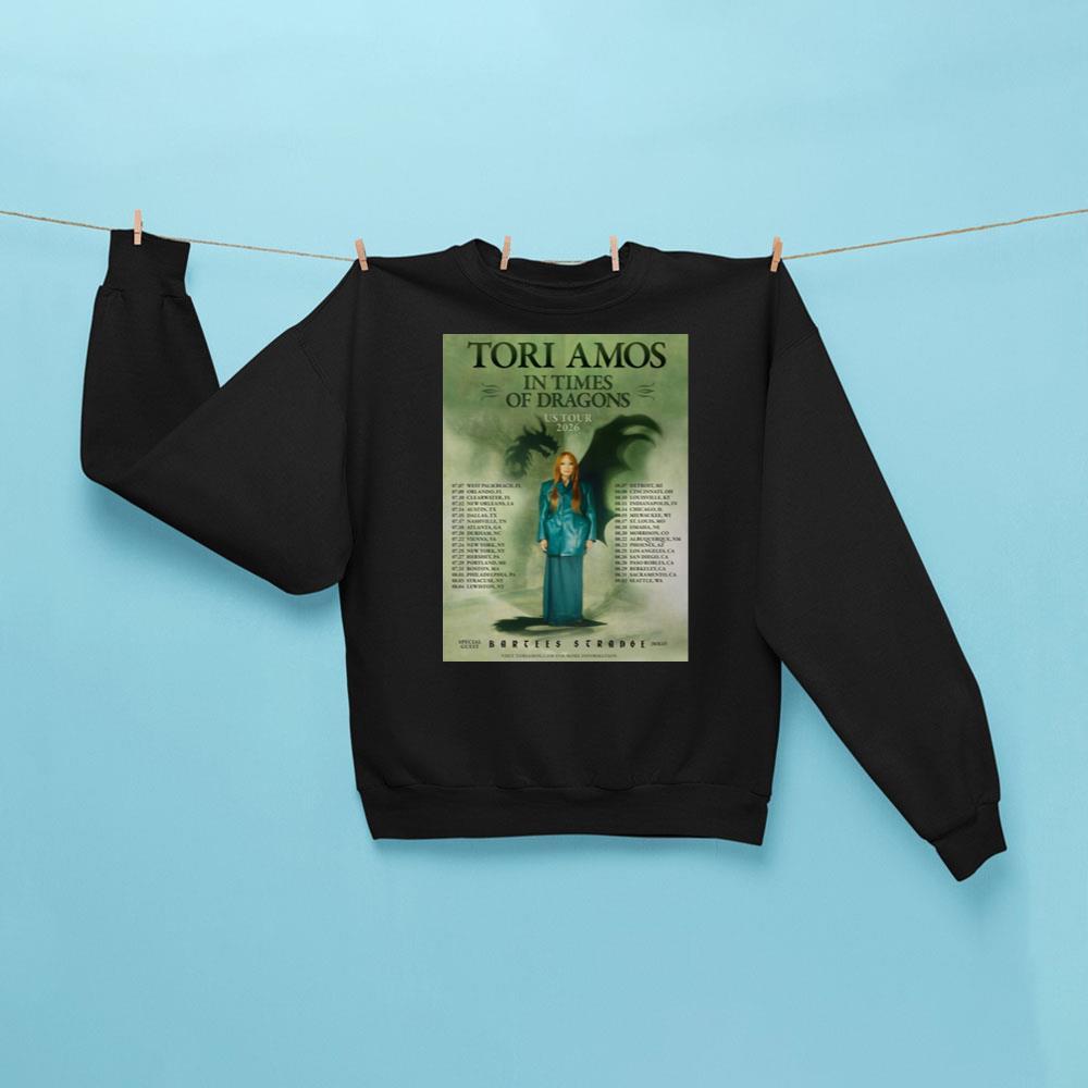 Tori Amos In Times Of Dragons Tour 2026 Sweatshirt Black Tori Amos Merch Gift For Him - Kdjoy