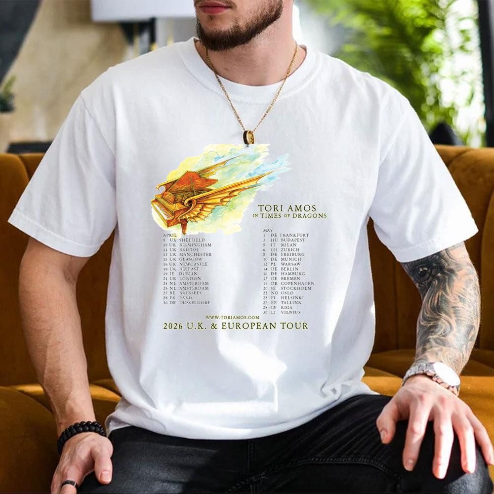 Tori Amos In Times Of Dragons US UK Tour 2026 T-Shirt Tori Amos Merch Gift For Music Lovers - Kdjoy Tori Amos In Times Of Dragons US UK Tour 2026 T-Shirt Tori Amos Merch Gift For Music Lovers - Kdjoy