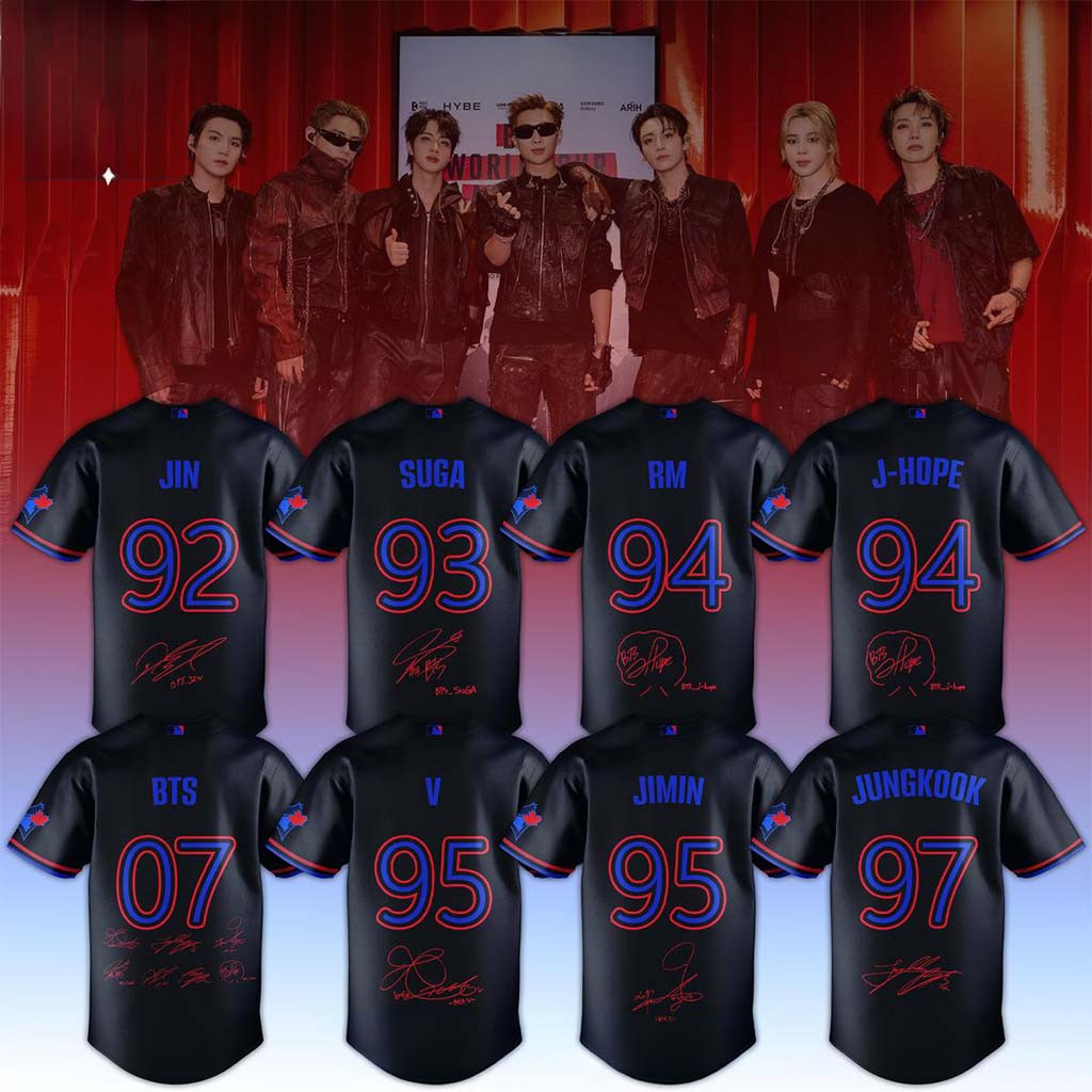Toronto Blue Jays BTS World Tour Rogers Stadium Night 2026 Baseball Jersey BTS Arirang Merch - Kdjoy