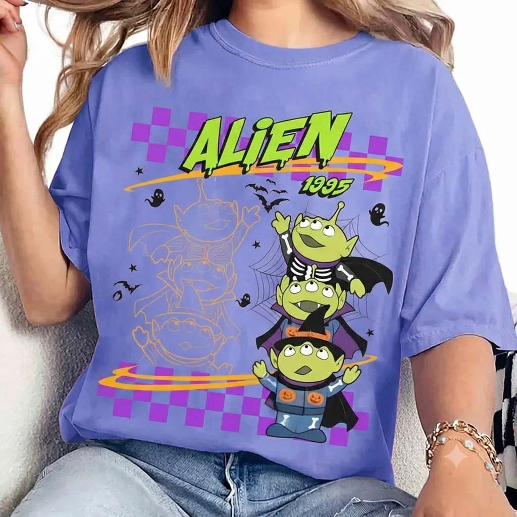 Toy Story Alien Halloween T-Shirt Checkered Spooky Tee Toy Story Merch Gifts For Halloween Toy Story Alien Halloween T-Shirt Checkered Spooky Tee Toy Story Merch Gifts For Halloween
