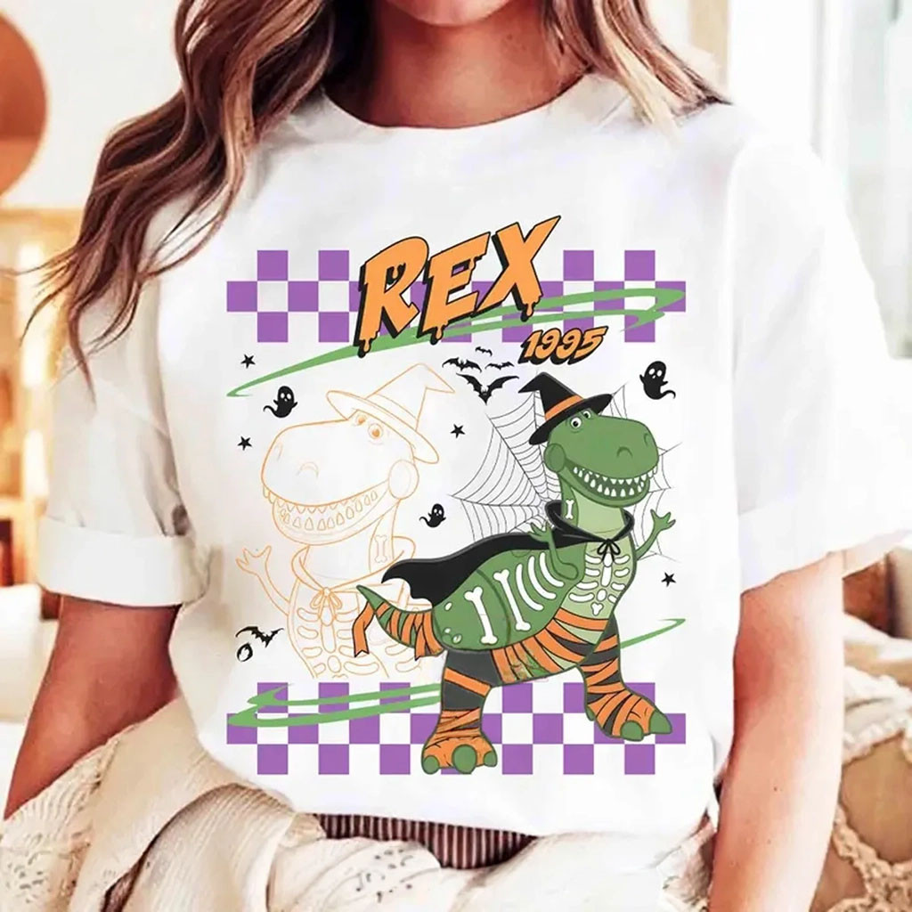 Toy Story Rex Halloween T-Shirt Spooky Cartoon Character Shirt Toy Story Merch Gift For Her - Kdjoy Toy Story Rex Halloween T-Shirt Spooky Cartoon Character Shirt Toy Story Merch Gift For Her - Kdjoy
