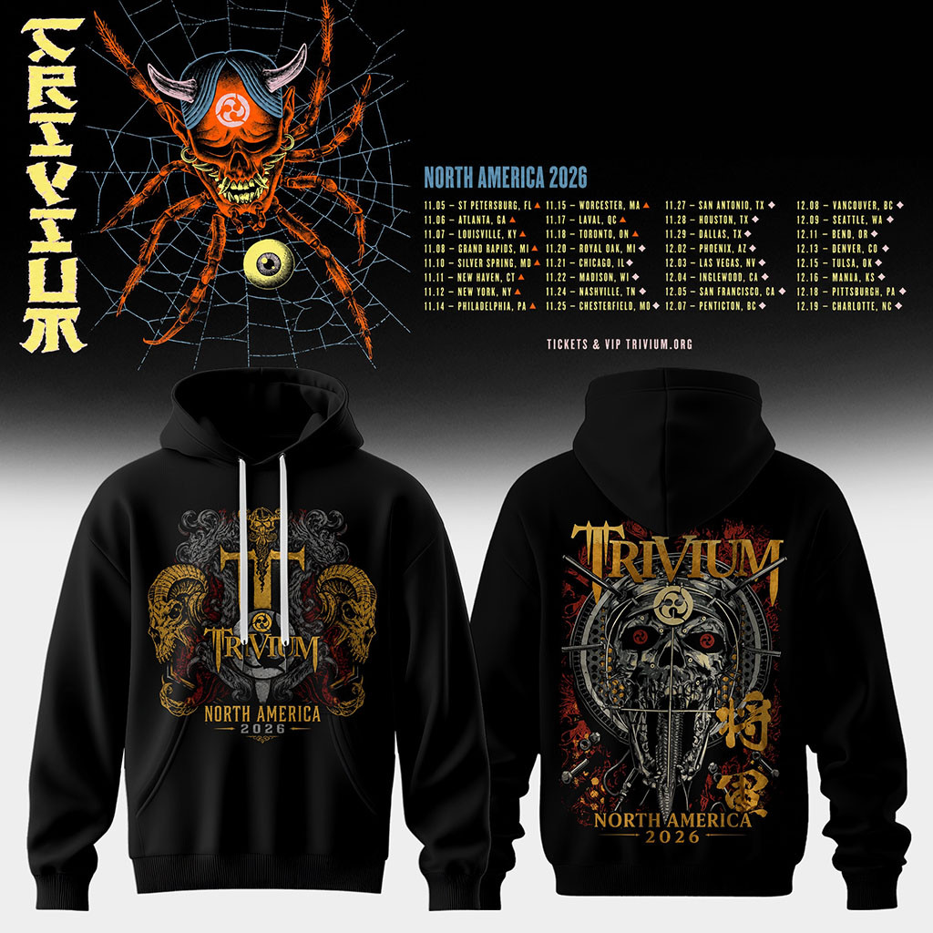 Trivium North America Tour 2026 Hoodie Black Trivium Merch Gifts For Music Enthusiasts - Kdjoy Trivium North America Tour 2026 Hoodie Black Trivium Merch Gifts For Music Enthusiasts - Kdjoy