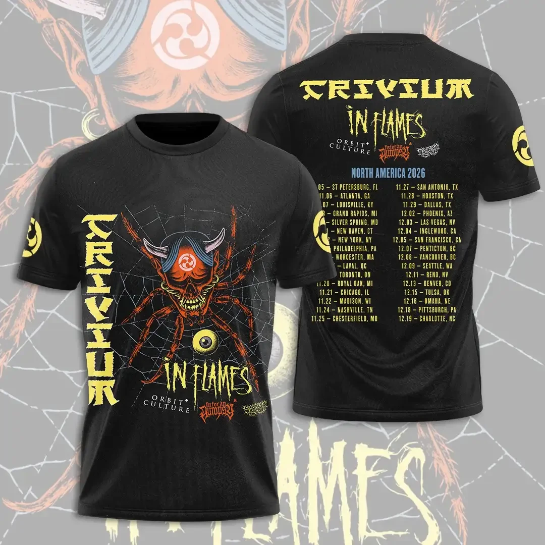 Trivium Tour 2026 Merch Trivium And In Flames 2026 North America Tour T-Shirt Gift For Fans - Kdjoy Trivium Tour 2026 Merch Trivium And In Flames 2026 North America Tour T-Shirt Gift For Fans - Kdjoy