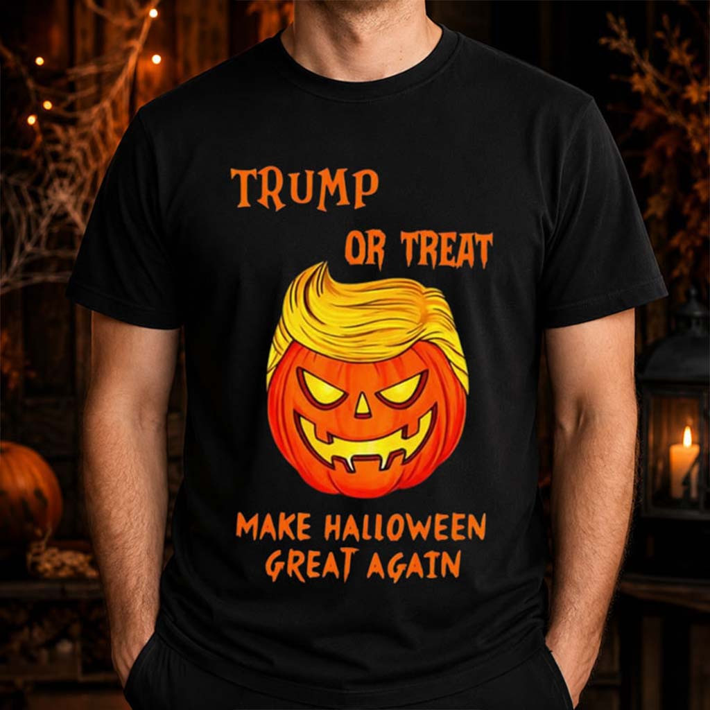 Trump Or Treat Make Halloween Great Again Pumpkin T-Shirt Halloween Outfits Gift For Him - Kdjoy
