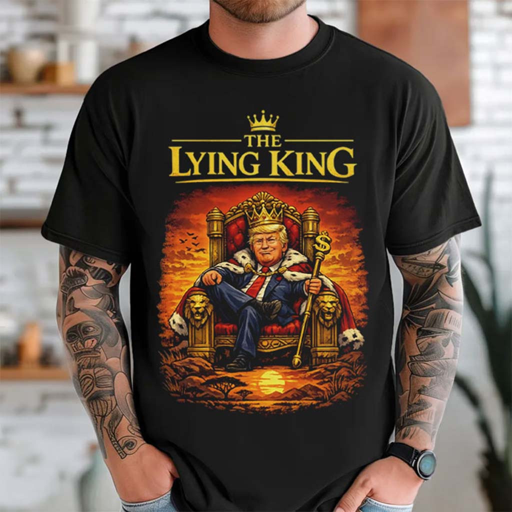 Trump The Lying King Satirical Political Portrait T-Shirt Anti MAGA Merch Gift Idea - Kdjoy