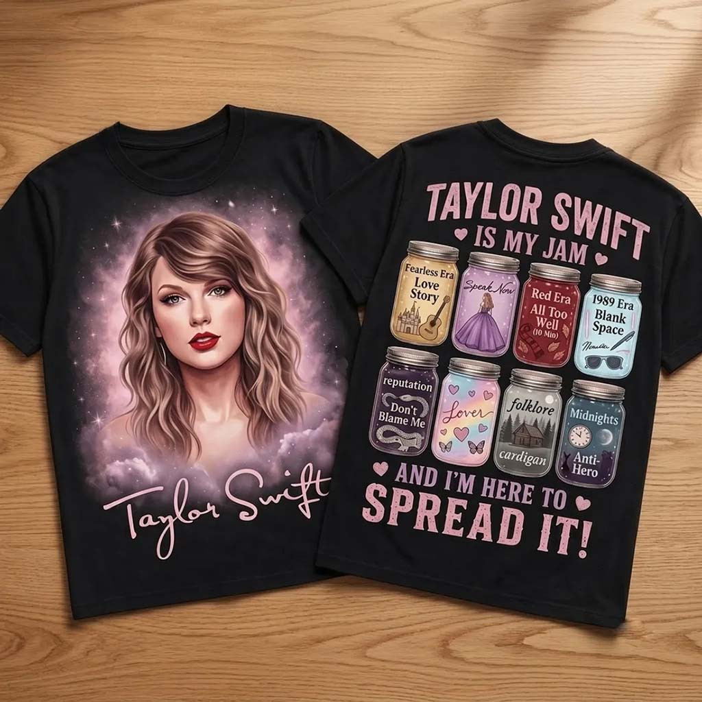 TS Eras Tour Jam Black T-Shirt Taylor Merch Best Gift For Swifties - Kdjoy