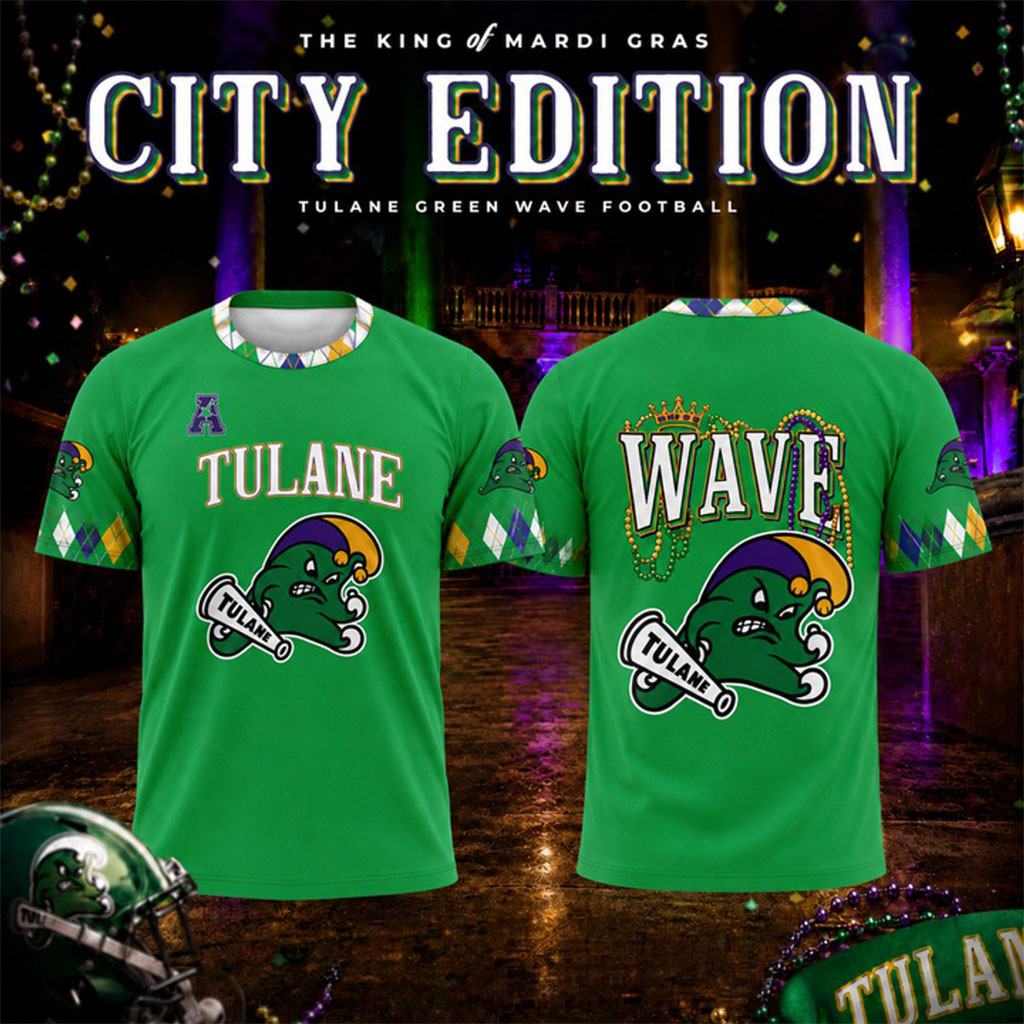 Tulane Green Wave Mardi Gras City Edition T-Shirt Tulane Green Wave Merch Football Fan Gifts - Kdjoy