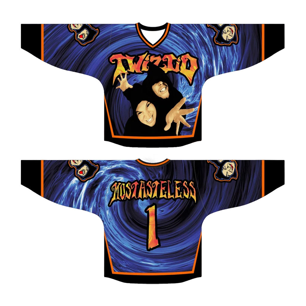 Twiztid Merch 2026 Twiztid Mostasteless Cover Art Hockey Jersey Hip Hop Lover Gifts - Kdjoy Twiztid Merch 2026 Twiztid Mostasteless Cover Art Hockey Jersey Hip Hop Lover Gifts - Kdjoy