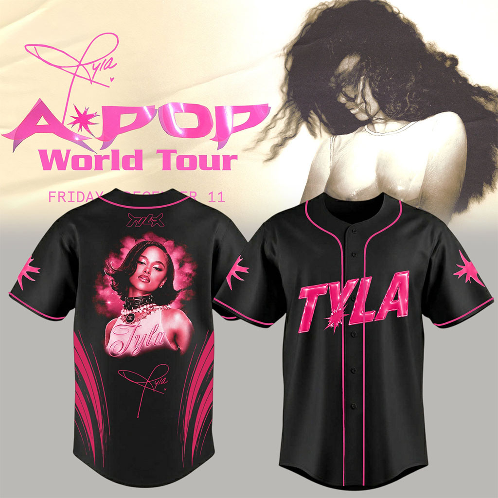 Tyla Apop World Tour 2026 Signed Baseball Jersey Tyla Merch Music Concert Fan Outfits - Kdjoy Tyla Apop World Tour 2026 Signed Baseball Jersey Tyla Merch Music Concert Fan Outfits - Kdjoy