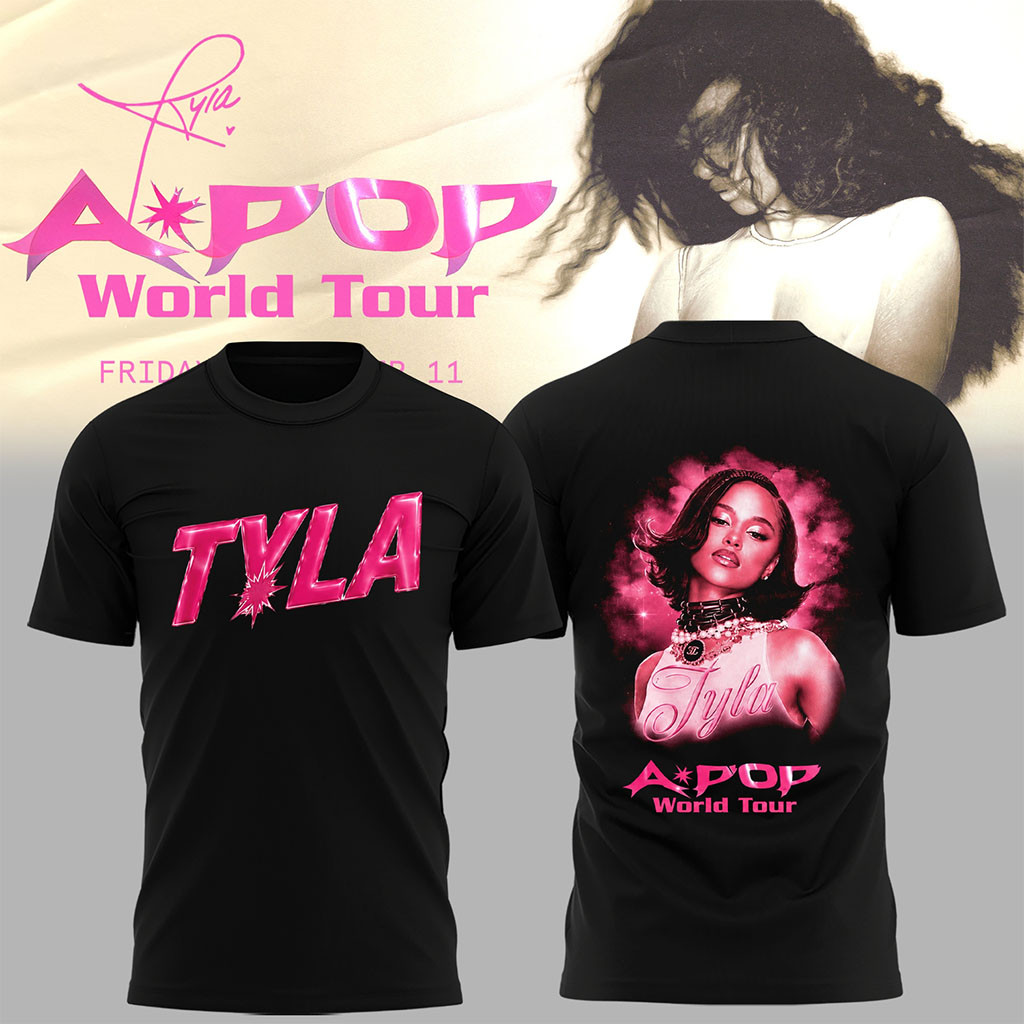Tyla Merch 2026 Apop World Tour T-Shirt Black Music Concert Fan Outfits Gift For BFF - Kdjoy