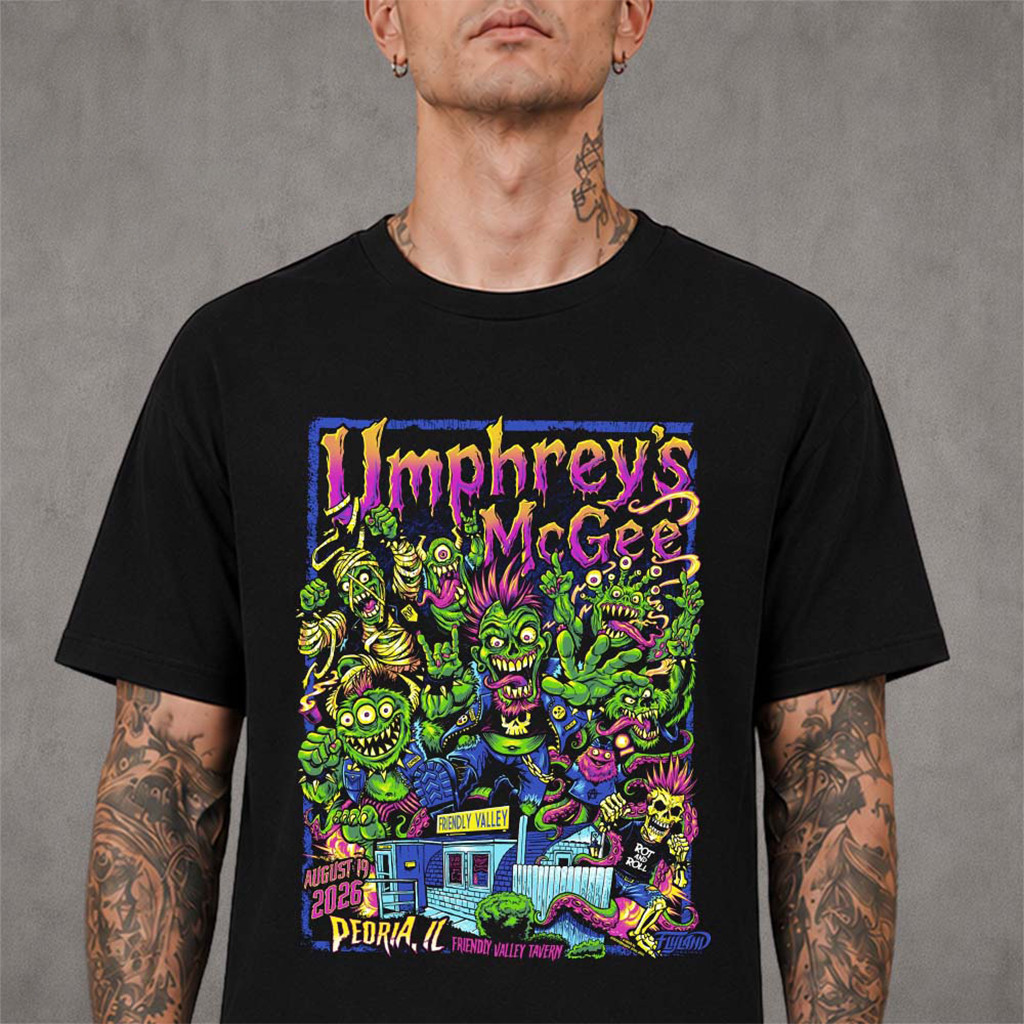 Umphrey's McGee Merch Peoria IL 2026 Poster Live At Friendly Valley On August 19 2026 T-Shirt - Kdjoy Umphrey's McGee Merch Peoria IL 2026 Poster Live At Friendly Valley On August 19 2026 T-Shirt - Kdjoy