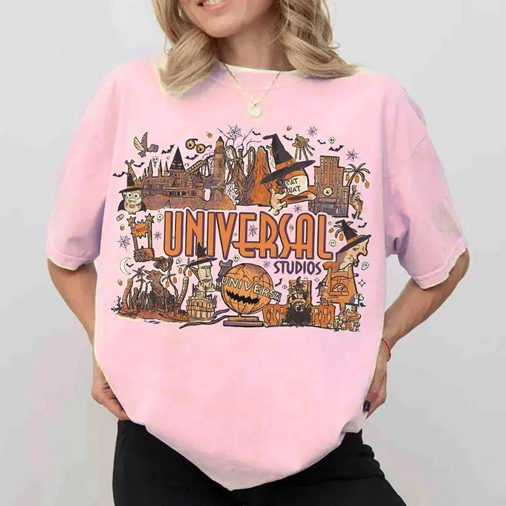 Universal Studios Halloween T-Shirt Castle Spooky Witch Universal Studios 2026 Hollywood Gifts