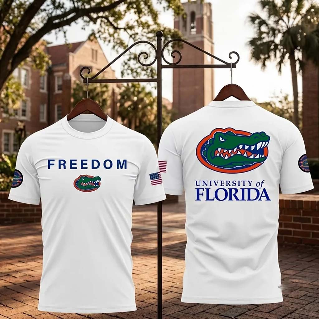University Of Florida Freedom White T-Shirt Florida Gators Merch Present For Brothers - Kdjoy University Of Florida Freedom White T-Shirt Florida Gators Merch Present For Brothers - Kdjoy