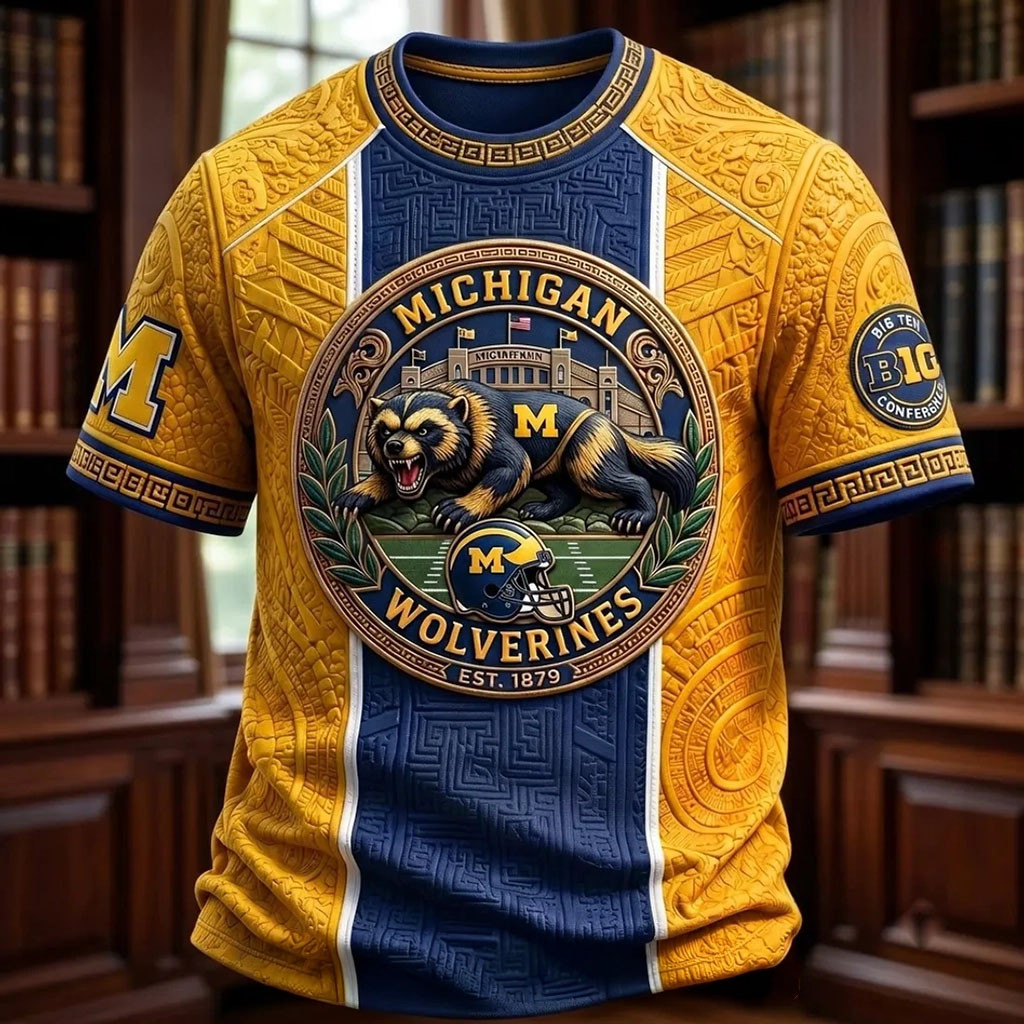 University Of Michigan Wolverines Mascot T-Shirt Michigan Wolverines Merch Football Fan Gifts - Kdjoy