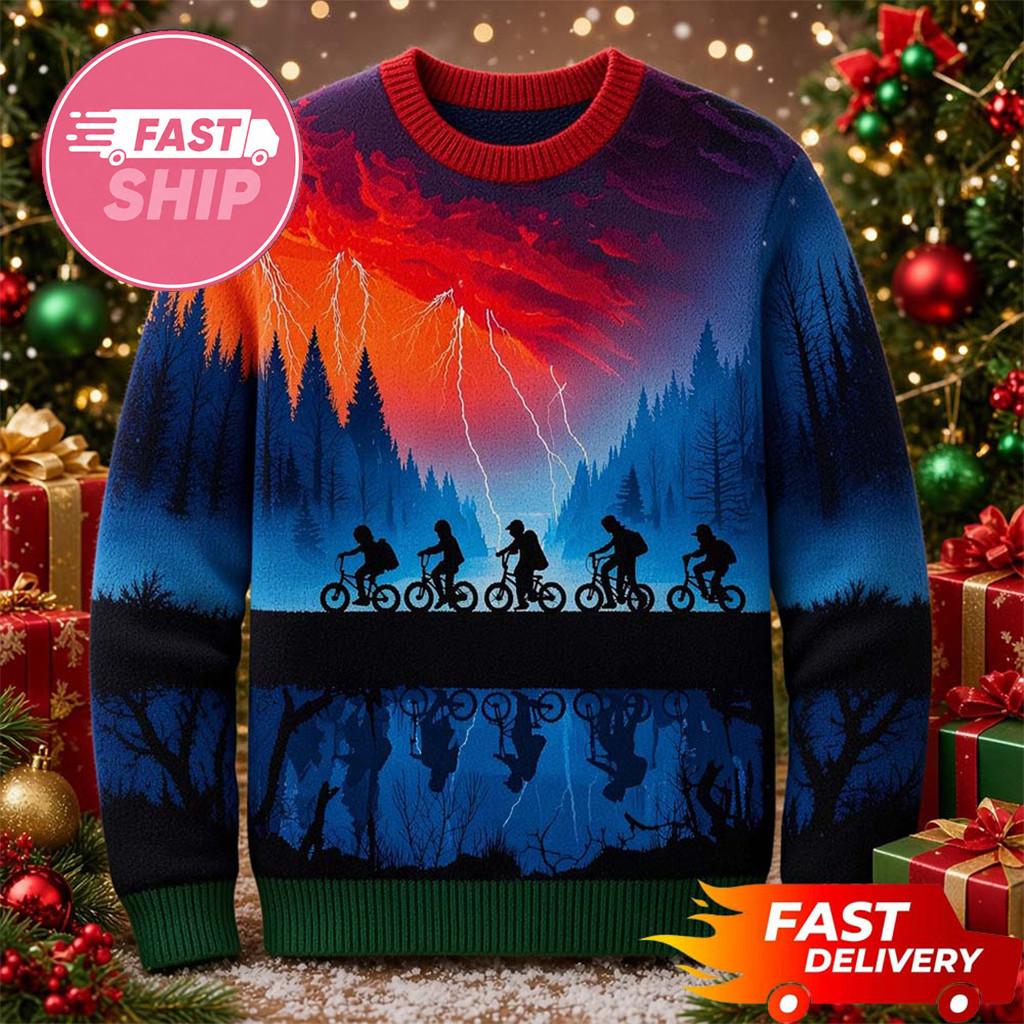 Upside Down vs The Upside 2026 Stranger Things Christmas Ugly Sweater Stranger Things Merch - Kdjoy