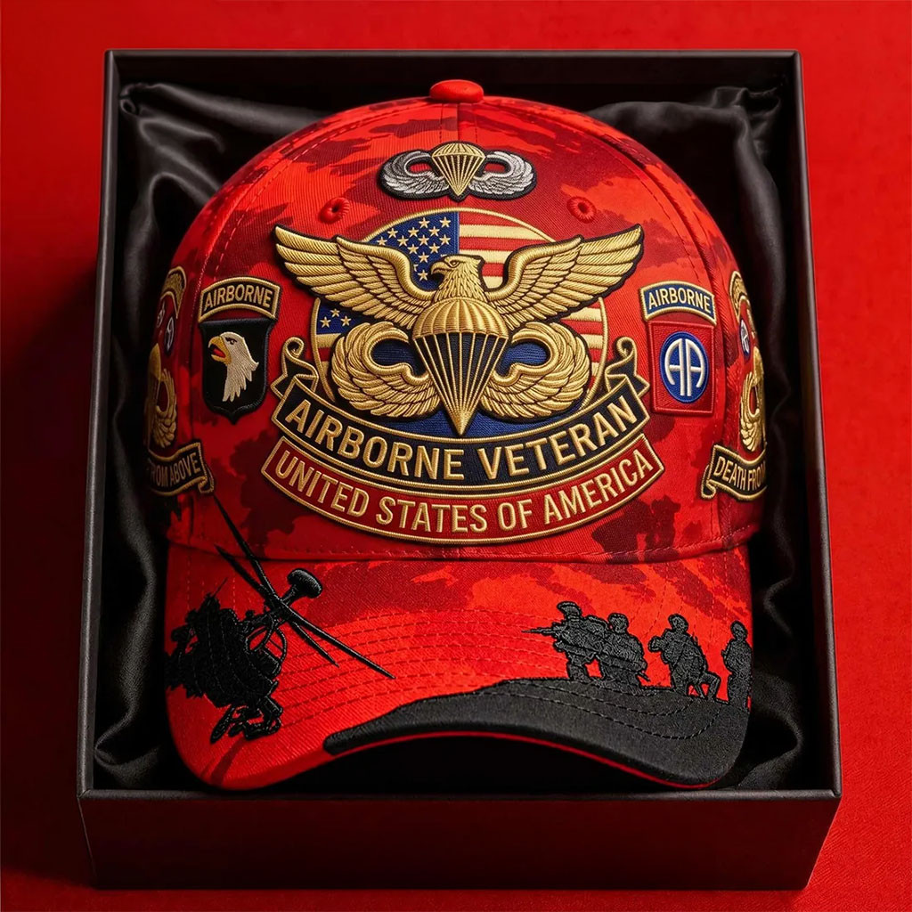 US Airborne Veteran Hat Military Honor Cap US Airborne Merch Gifts For Veteran Dad - Kdjoy