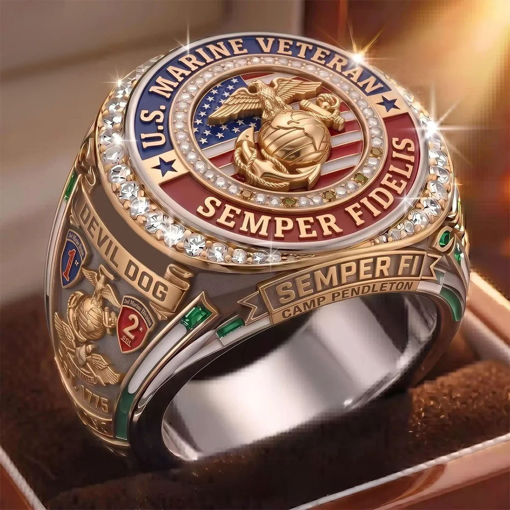 US Marine Corps Semper Fidelis Veteran Ring Proud USMC Merch Gifts For Marine Veterans - Kdjoy US Marine Corps Semper Fidelis Veteran Ring Proud USMC Merch Gifts For Marine Veterans - Kdjoy