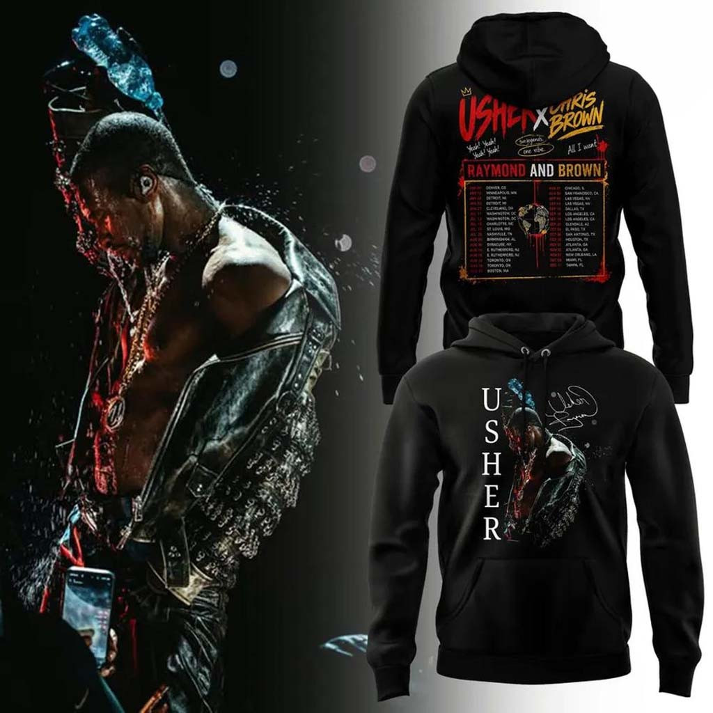 Usher X Chris Brown Raymond And Brown Tour 2026 Hoodie The R&B Tour Merch Gift For Music Fans - Kdjoy Usher X Chris Brown Raymond And Brown Tour 2026 Hoodie The R&B Tour Merch Gift For Music Fans - Kdjoy