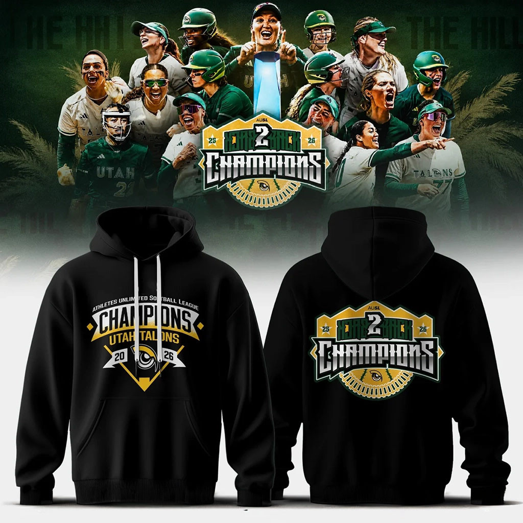 Utah Talons AUSL 2026 Champions Hoodie Black Utah Talons Merch Softball Fan Apparel Gift Ideas - Kdjoy