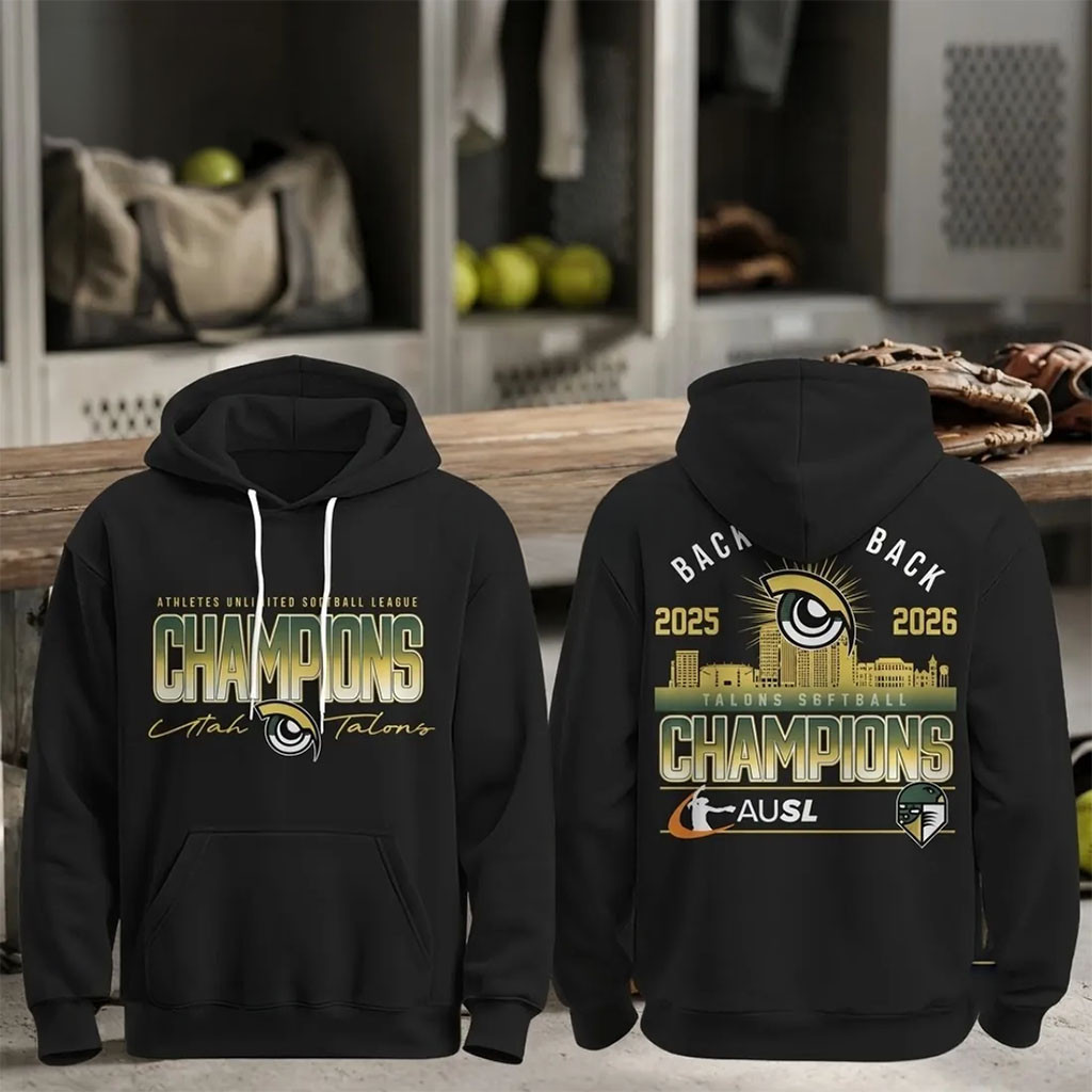 Utah Talons AUSL Champions Back To Back Black Hoodie Utah Talons Merch Gift For Softball Fans - Kdjoy Utah Talons AUSL Champions Back To Back Black Hoodie Utah Talons Merch Gift For Softball Fans - Kdjoy