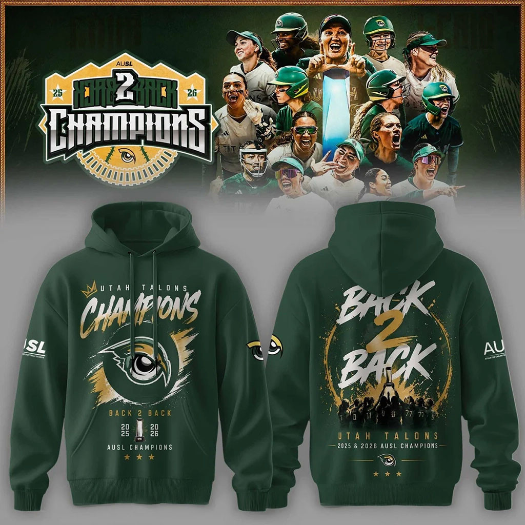Utah Talons Back To Back 2026 Champions Hoodie Utah Talons AUSL Champions Merch Fan Gifts - Kdjoy Utah Talons Back To Back 2026 Champions Hoodie Utah Talons AUSL Champions Merch Fan Gifts - Kdjoy