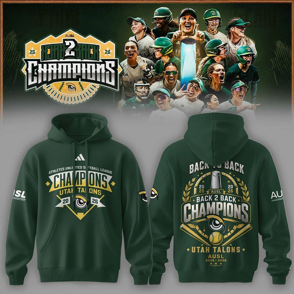 Utah Talons Back To Back 2026 Champions Hoodie Utah Talons Merch Softball Fan Gifts - Kdjoy Utah Talons Back To Back 2026 Champions Hoodie Utah Talons Merch Softball Fan Gifts - Kdjoy