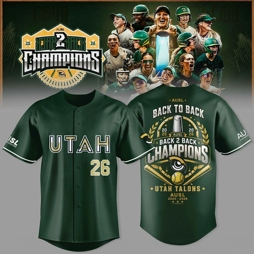 Utah Talons Back To Back 2026 Champions Jersey Utah Talons AUSL Champions Merch Gift For Fans - Kdjoy Utah Talons Back To Back 2026 Champions Jersey Utah Talons AUSL Champions Merch Gift For Fans - Kdjoy