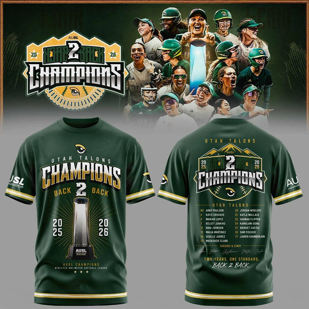 Utah Talons Back To Back 2026 Champions Rosters T-Shirt Utah Talons Merch Gift For Softball Fan - Kdjoy