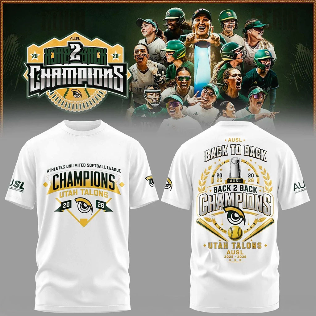 Utah Talons Back To Back 2026 Champions T-Shirt White Utah Talons Merch Gift For Softball Fans - Kdjoy