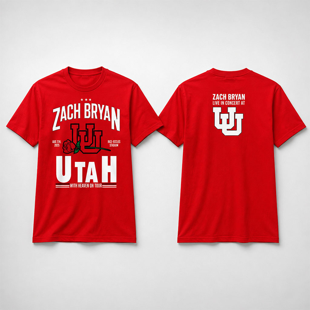 Utah Utes Football x Zach Bryan With Heaven On Tour Shirt Utah Utes Merch Fans Gifts