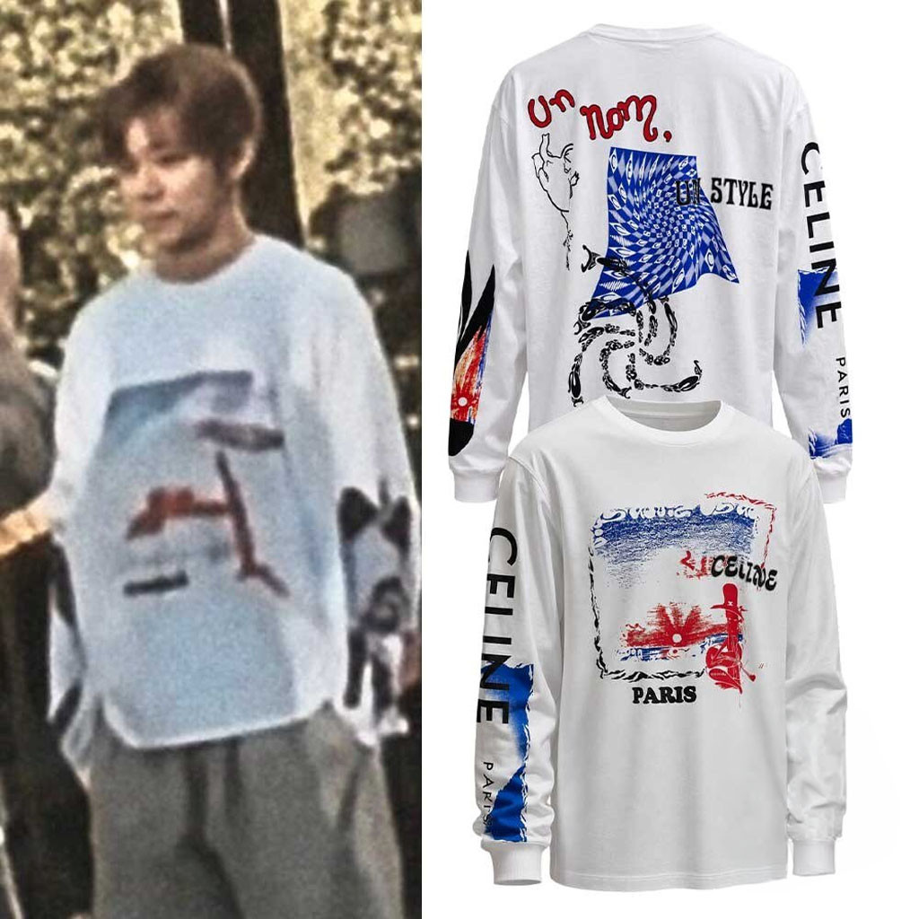 V BTS Celine Paris Abstract Graphic Long Sleeve Shirt V BTS Merch Gifts For Kpop Fan - Kdjoy