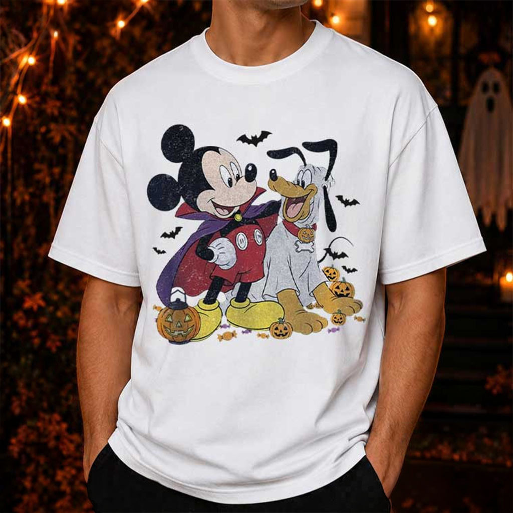 Vampire Mickey And Ghost Pluto Pumpkin Halloween Shirt Disney Halloween Merch Gifts Ideas - Kdjoy