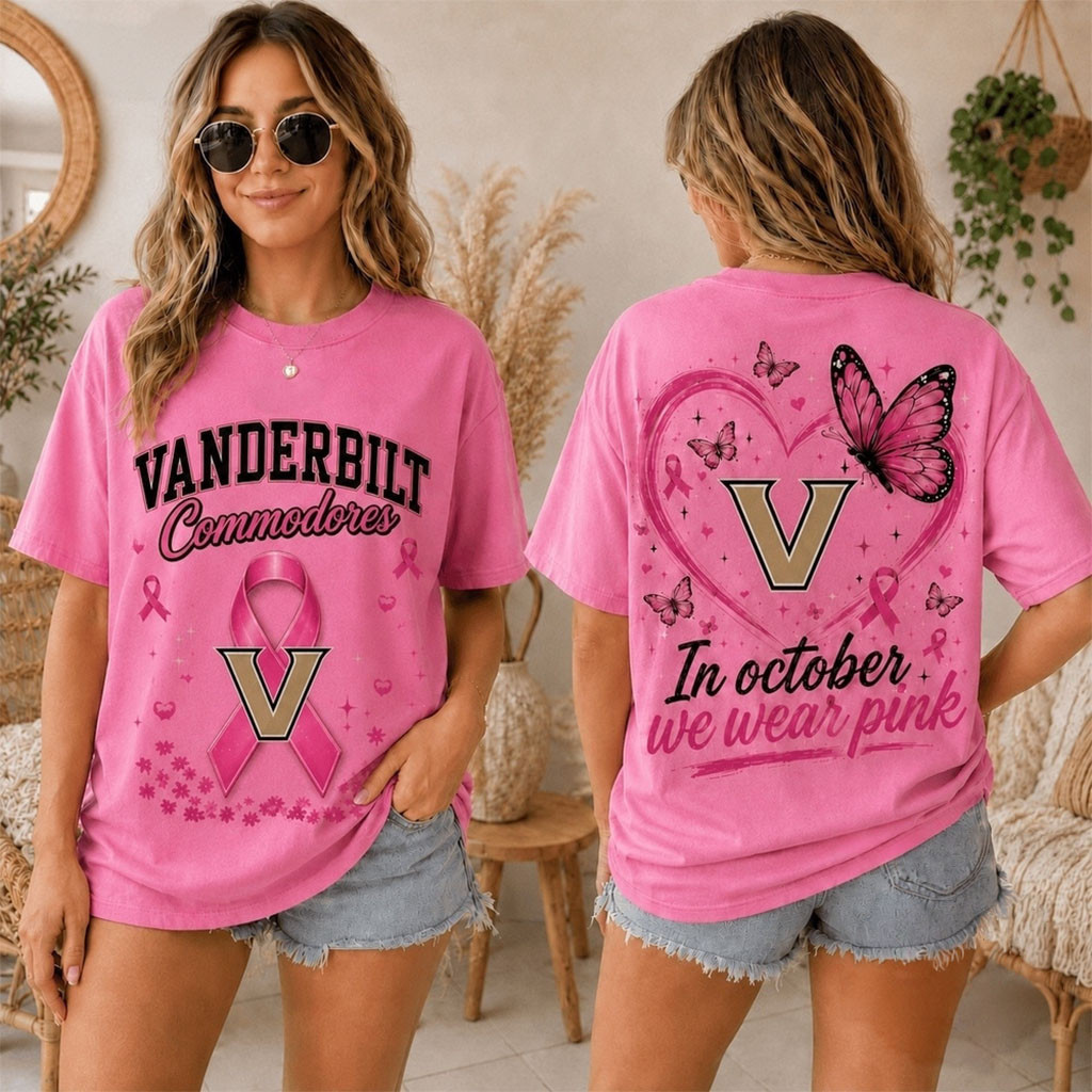 Vanderbilt Commodores 2026 Pink October Breast Cancer Awareness Pride T-Shirt Commodores Merch - Kdjoy Vanderbilt Commodores 2026 Pink October Breast Cancer Awareness Pride T-Shirt Commodores Merch - Kdjoy